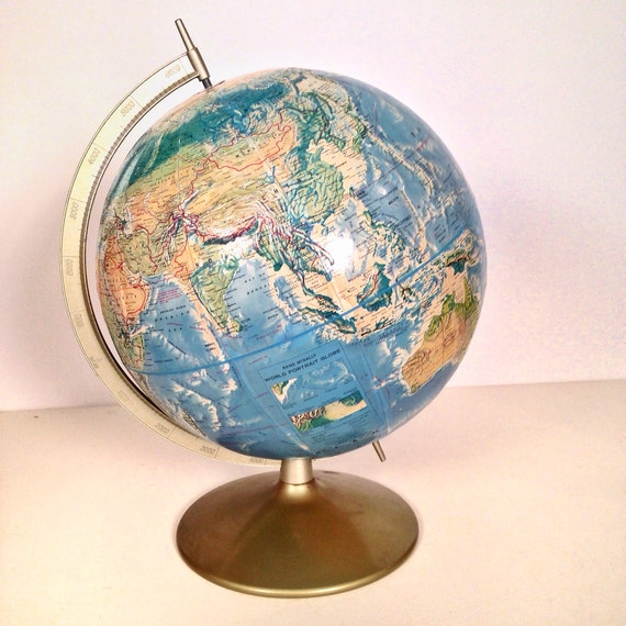 vintage globe - Rand McNally World Portrait Globe on metal stand