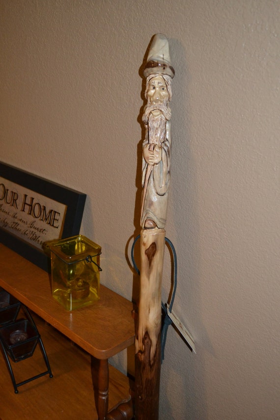 Gandalf Walking Stick Carving of Gandalf the Grey Wizard