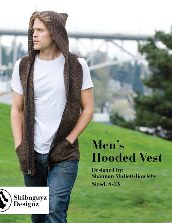 Men's Hooded Vest Crochet Pattern Instant Digital