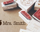 Apple Classroom Personalized Rubber Stamp or Self Inking Stamp - Name or Phrase