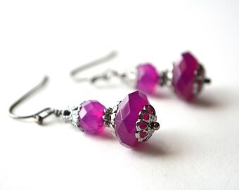 Milky Purple Dangle Earrings Dark Silver Plum Drop Earrings Lightweight Earrings Acrylic