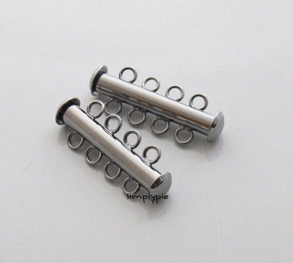 SlideLock Clasps 4Strand Gunmetal 2Sets Multi Strand Clasps