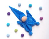 Blue waldorf elf Teething waldorf doll for baby ready to ship / boy toys- Rattle - bell in his hat