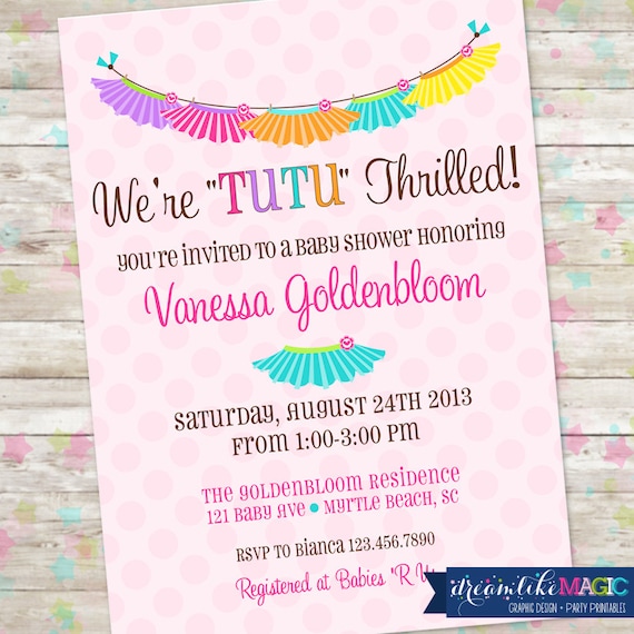 Baby Shower Invitation with Tutus Pink Polkadots Baby Girl Tutu Excited Invite Printable Il_570xn