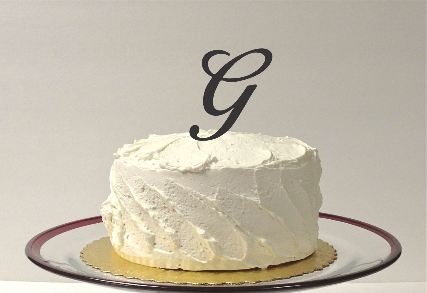 LETTER G MONOGRAM Wedding Cake Topper Simple Beautiful with