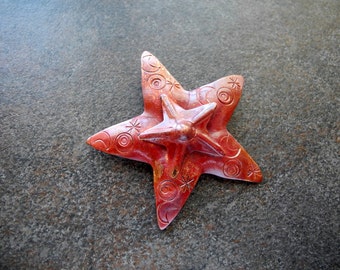 Rustic Copper Double Star Pendant Large Focal 44mm Night Sky