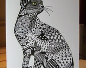 Items similar to Cheetah Ink Drawing Embellished MiniPrint on Etsy