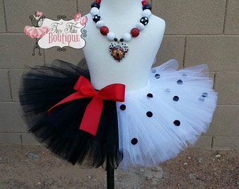 CRUELLA DEVILLE inspired- Black, White, and Red polka dot baby/child Tutu with hairbow: Newborn-5T
