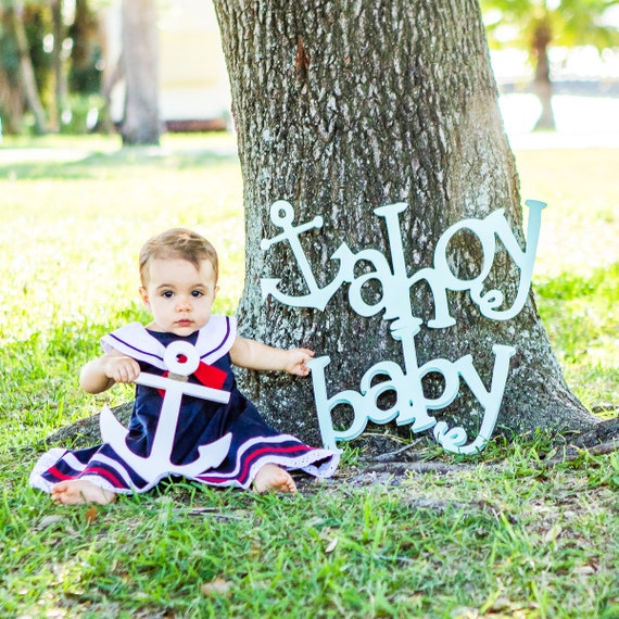 Items similar to Ahoy Baby Photo Props Nautical Baby Shower Decor or