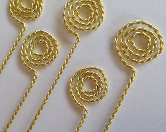 Wire Pick Table Number Holder or Photo Holder in Gold - Set of 5