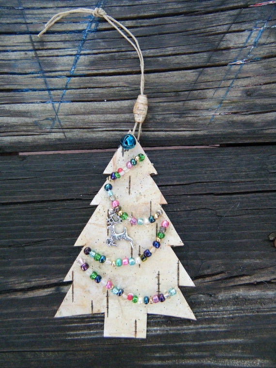 christmas tree ornament made out of birch bark by christmas tree ornament made out of birch bark by