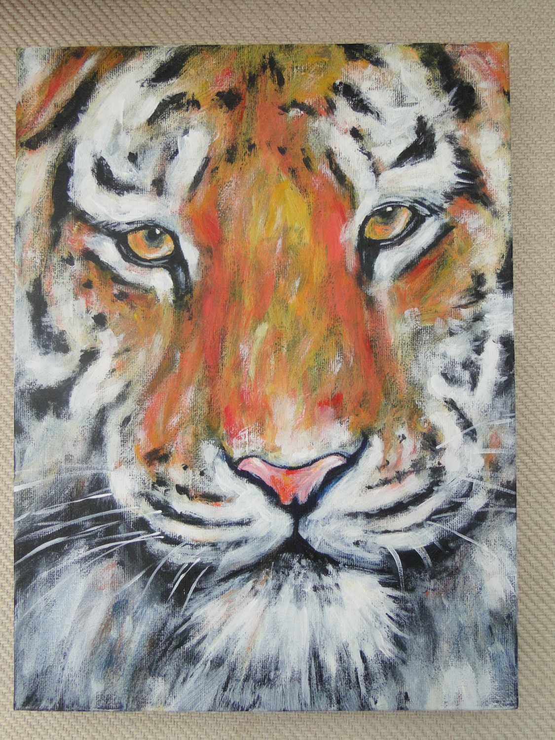  Cat  painting Tiger Original Acrylic Painting on Canvas OOAK