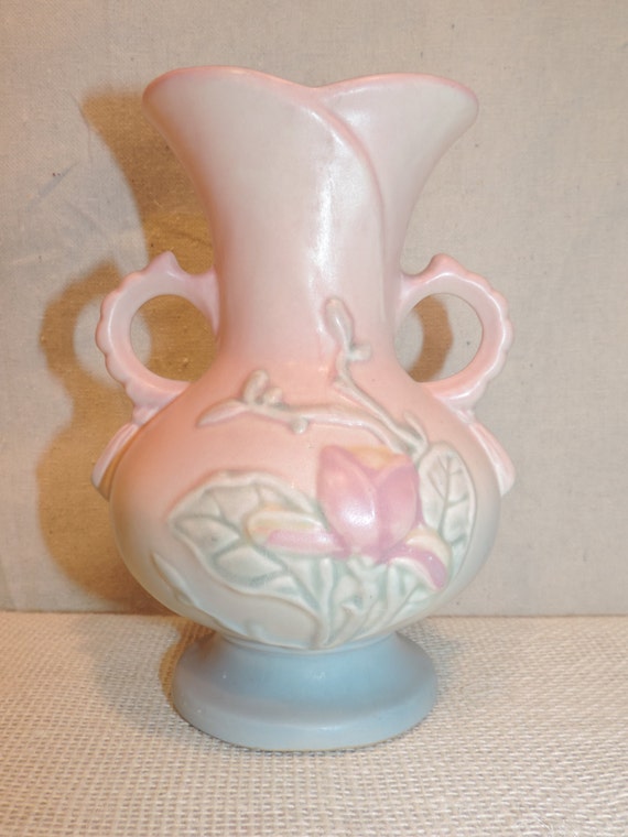 Hull Pottery Pink Pottery Vase Vintage Pottery by bluejeanjulie