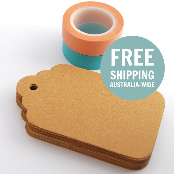 Tags 25 Large Scalloped - Kraft - Blank Gift Tags Il_570xn