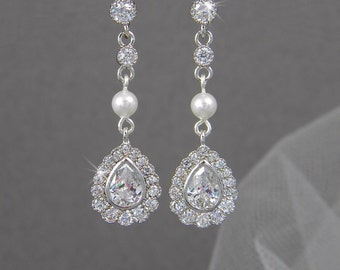 Pearl Bridal Earrings Classic Pearl Wedding by CrystalAvenues