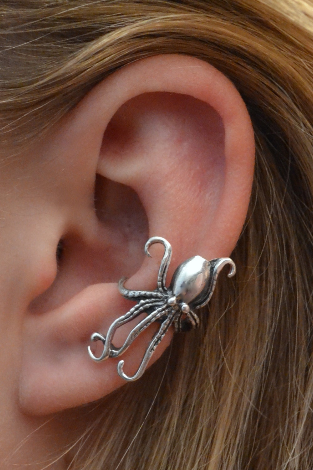 Ear Cuff - Steampunk Octopus- Sterling Silver - SINGLE SIDE