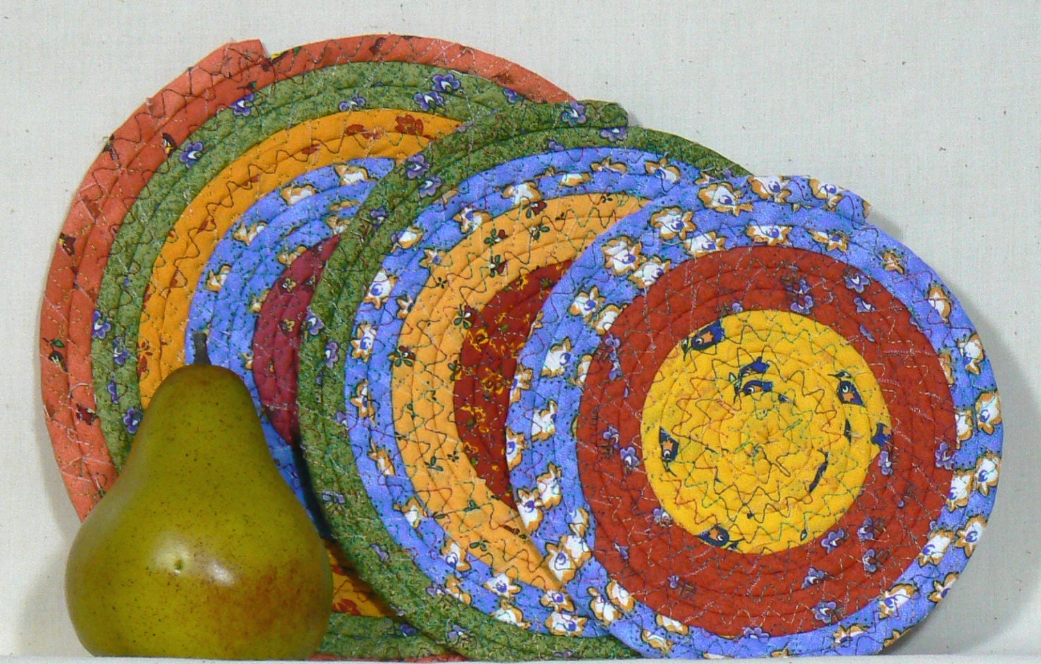 Coiled Hot Pads Three Fabric Trivets by Studio55Creations on Etsy