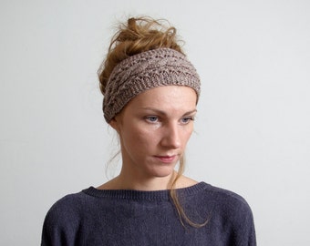 Knitted Headband Ear Warmer Cable knit Button Closure Ear