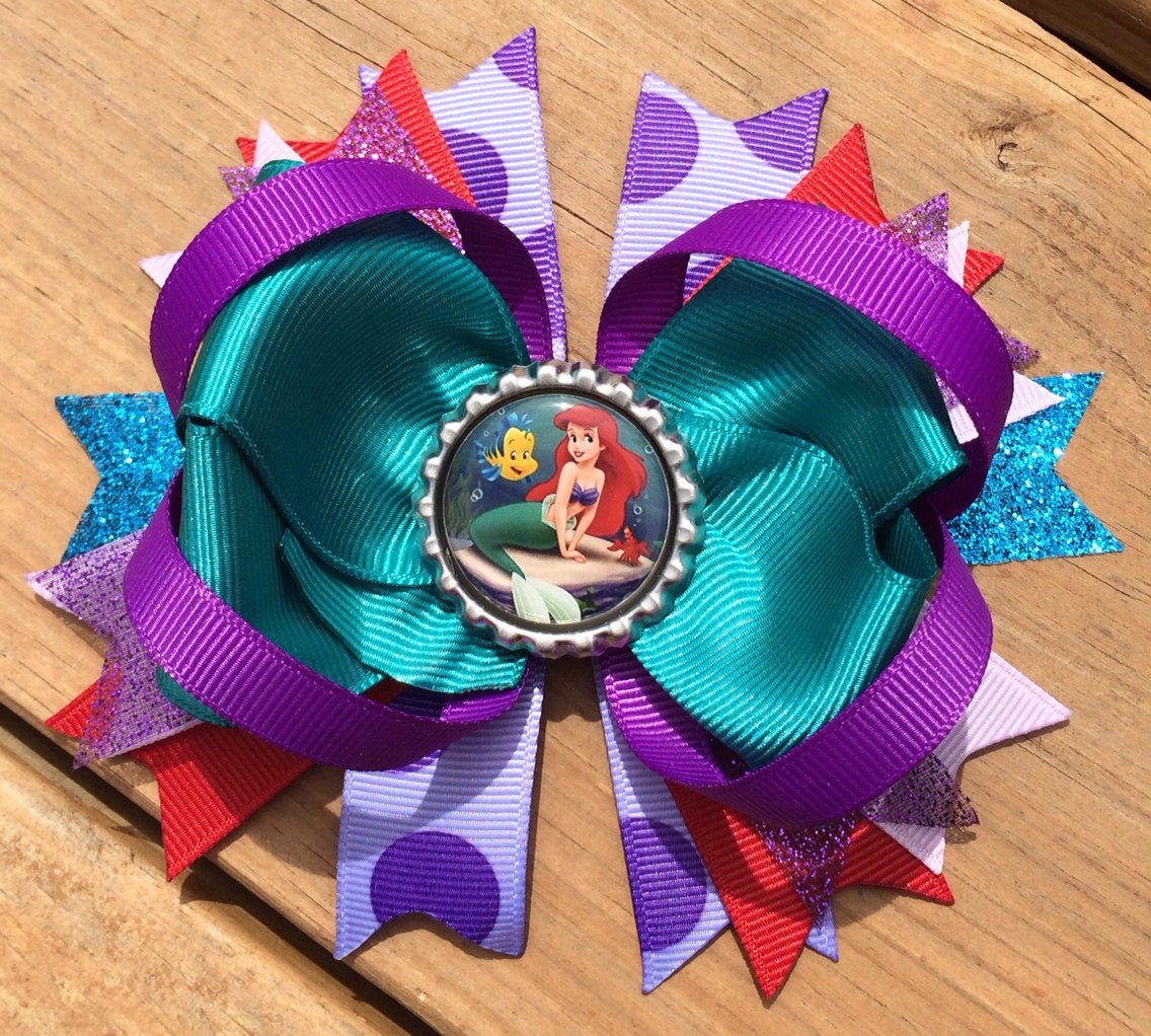 ARIEL Hair Bow Boutique Style Little Mermaid Hair Bow with