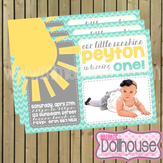 Sunshine Party Invitation- Printable You are my sunshine Birthday Invitation- Sunshine Birthday Party Invitation PDF/JPEG Il_570xn