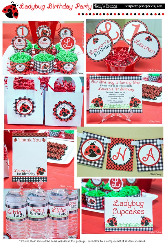 Ladybug Birthday Party Package...Custom, Printable DIY Package Il_570xn