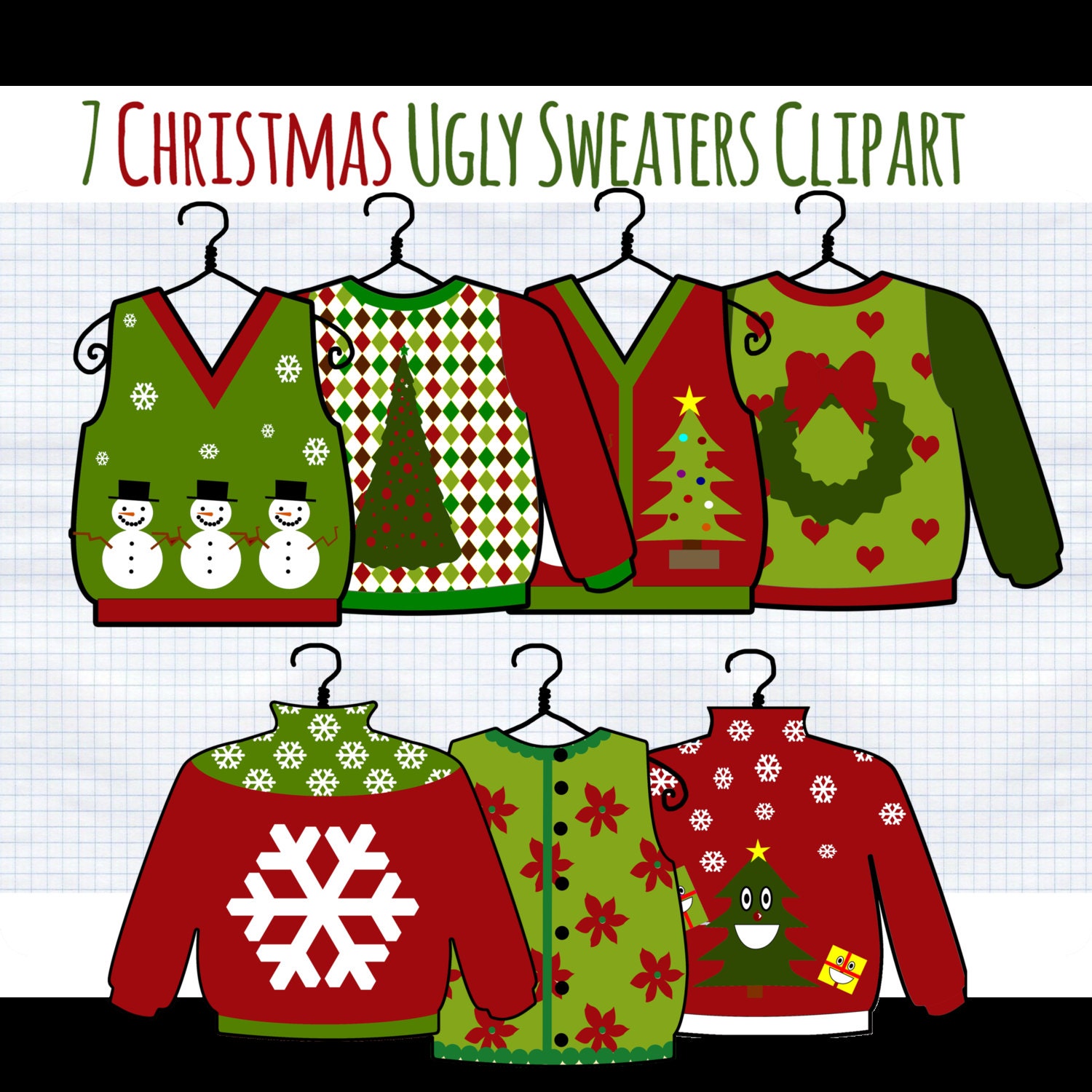 SALE Christmas Clip Art Ugly Christmas Sweater clipart