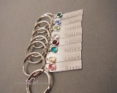 Set of Bridesmaid Keychains, Personalized Name Keychains, Birthstone Keychains, Bridesmaids gift, Stamped Keychains Bridal Party Gift ideas
