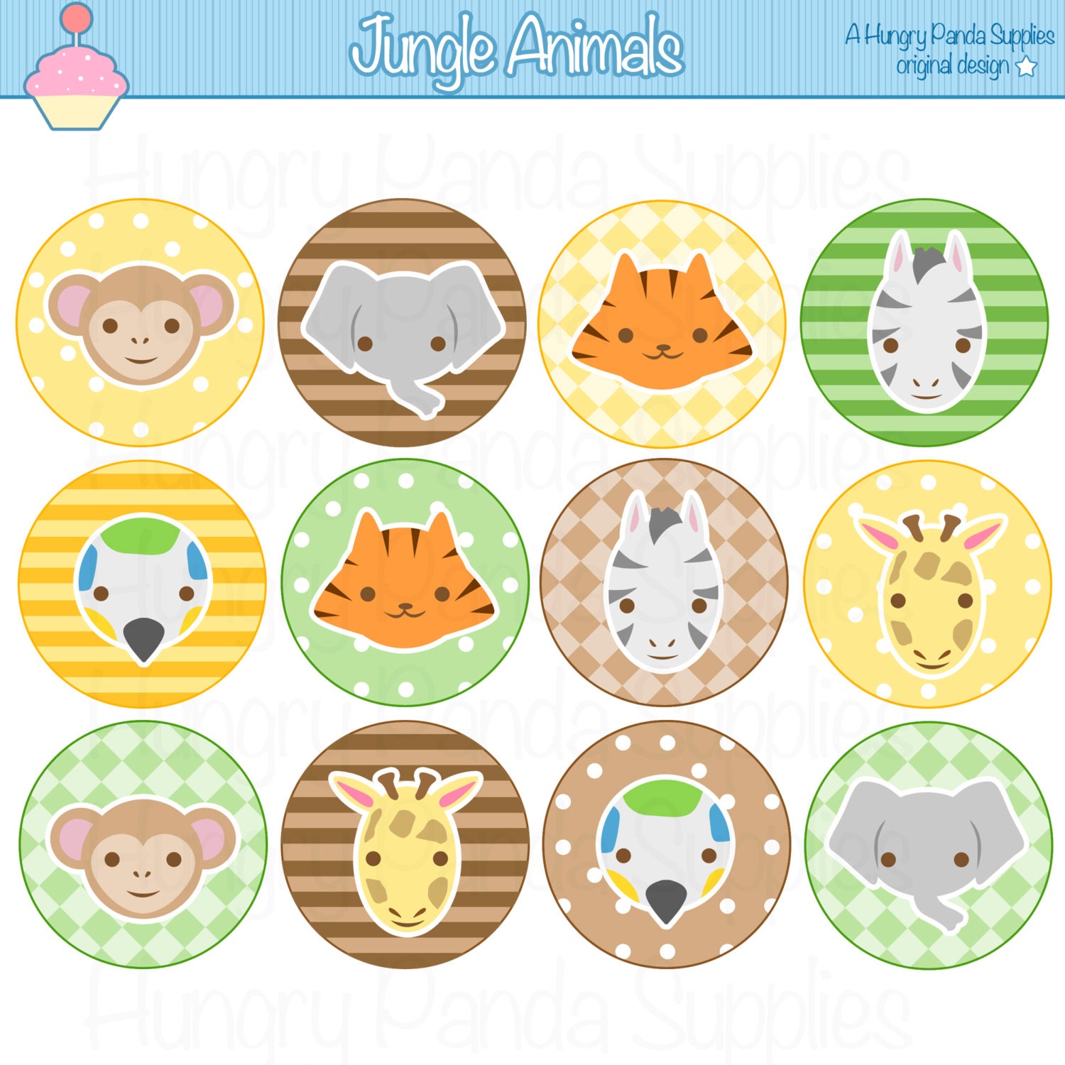 Jungle Animals Cupcake Toppers printable by …