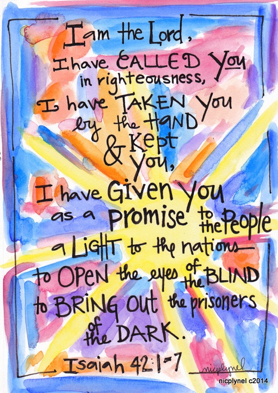 Items similar to Bible Verse A Light to the Nations Isaiah Illustrated
