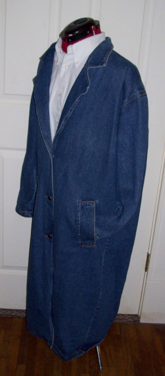 Vintage Ladies Blue Jean Denim Duster Jacket by Baccini Large