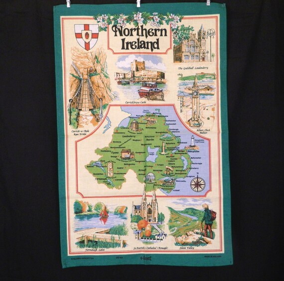 Vintage Kitchen hire Cotton Blend  ** ireland vintage Linen Towel Northern / Ireland Tea northern / teacup