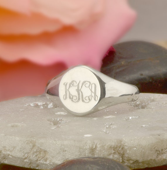 Monogram Ring Sterling Silver Monogram Ring Engraved