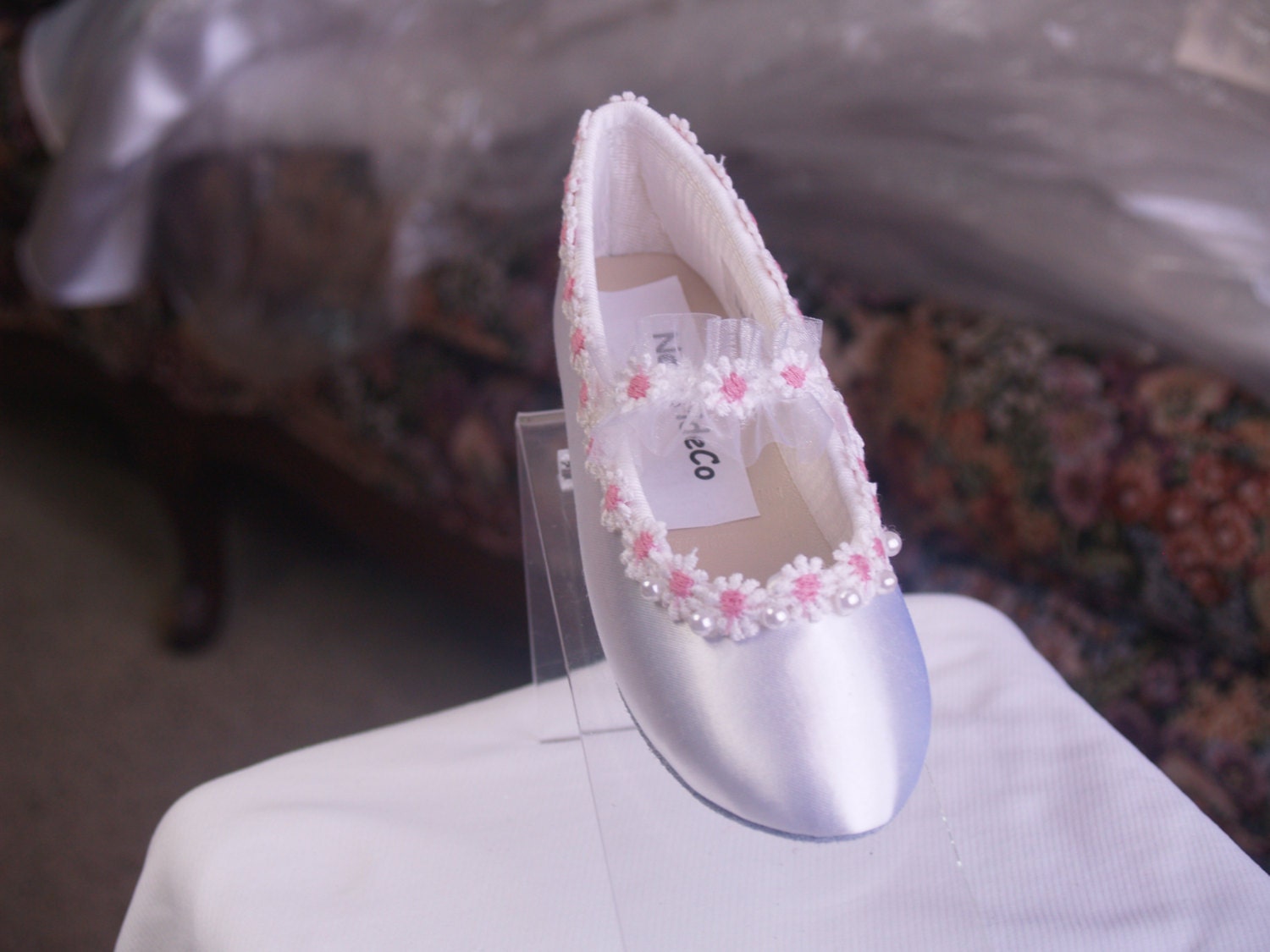 white satin ballet slippers