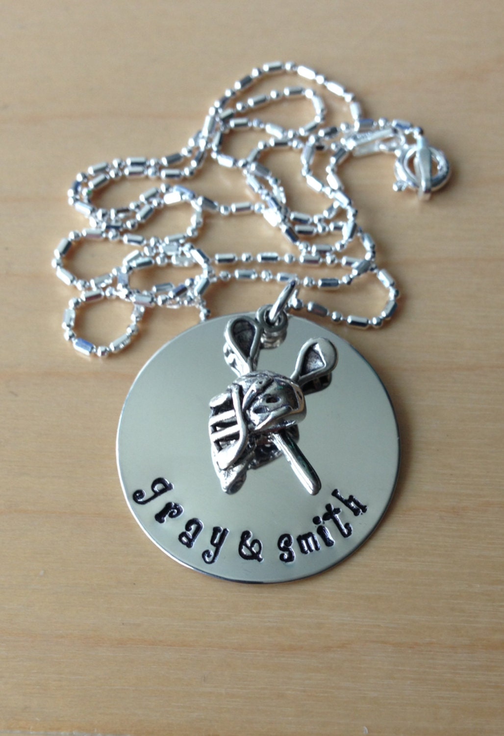 Lacrosse Sterling Silver Hand Stamped Personalized Necklace