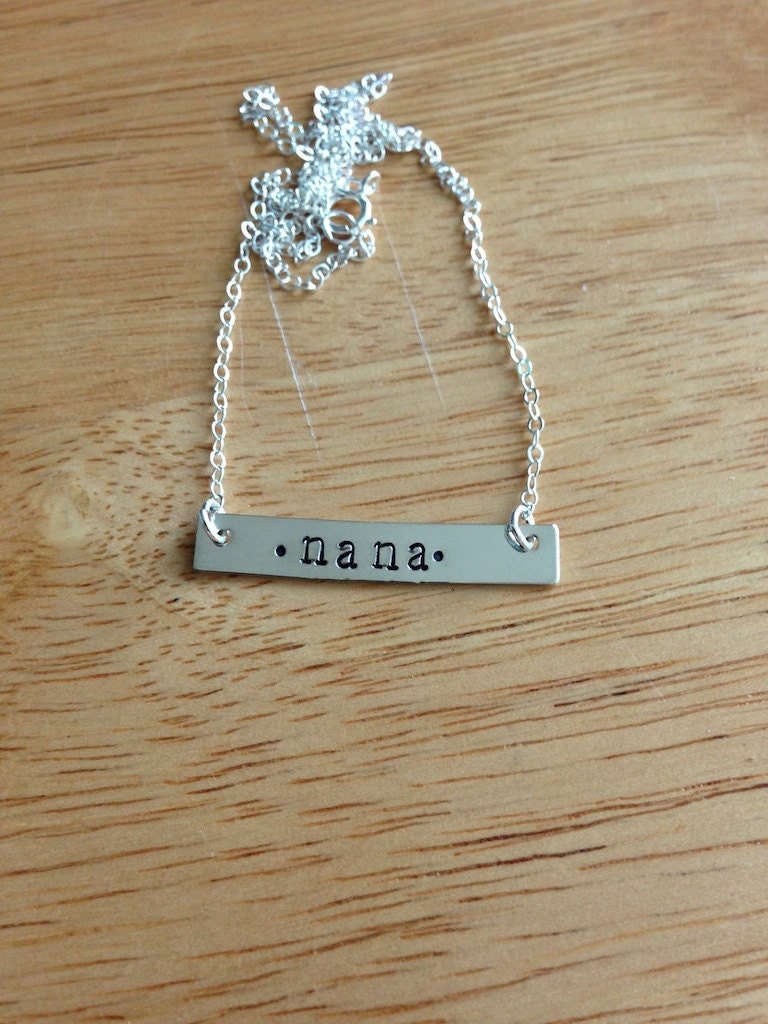 Hand Stamped, Personalized Sterling Silver Bar Necklace