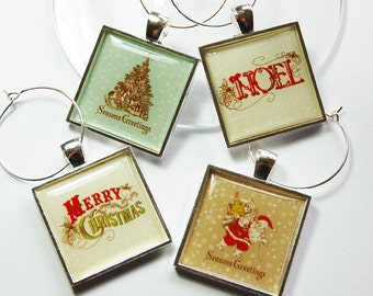 Christmas Wine Charm, Wine Glass Charms, Wine Charms, barware, entertaining, Noel, Merry Christmas, Seasons Greetings, Xmas (3245)
