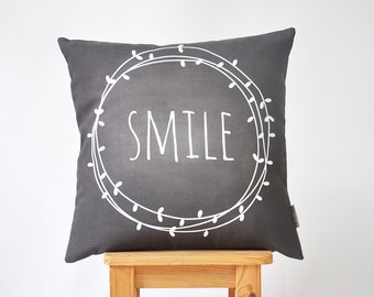 Decorative Pillow, Modern Kids Pillows, Nursery Pillow, Throw Pillow, Cushion Cover, Monochrome Chalkboard Pillow 16" x 16"