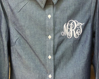 monogrammed chambray shirt