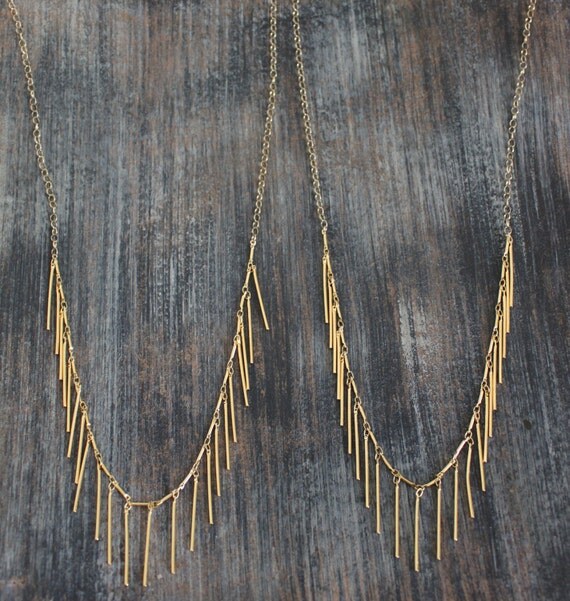 Gold Fringe Necklace / Long 14K Goldfilled Fringe / Modern