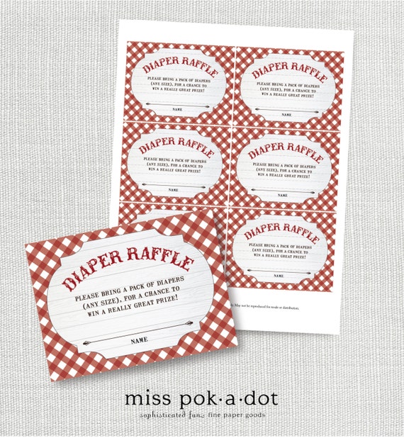 instant digital download Baby Q diaper raffle card red gender