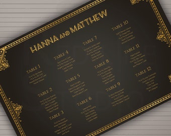 Wedding seating chart themed 1920 Art Deco - Personalized Printable