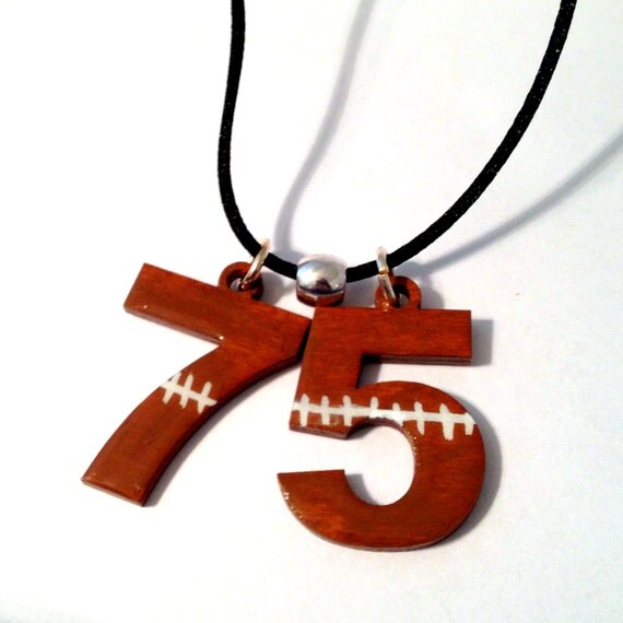 Football Necklace Numbers Necklace Hand by SherrollsDesigns