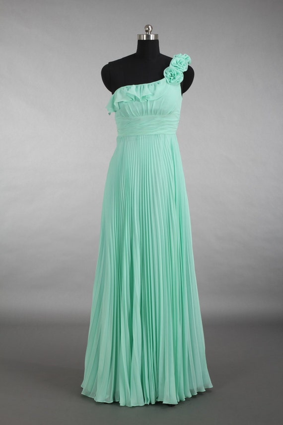 Items similar to Mint Party Dress, Long Chiffon Evening Dress on Etsy
