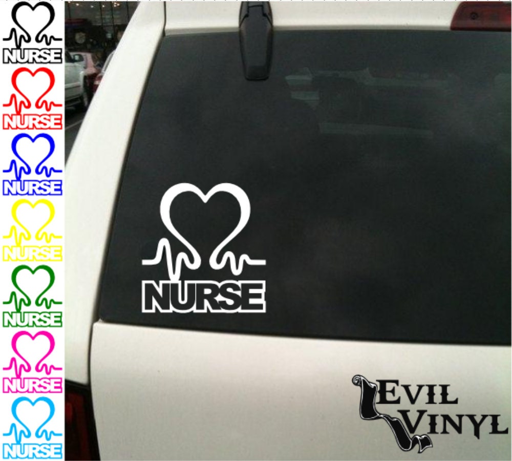 Nurse Heart Vinyl Car Window Decal Rn Lpn Medic Emt Love Pride 