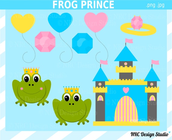 Princess Clip Art - Frog Prince Clip Art - Digital Princess Clipart - Cute Frog Clipart Clip Art - Castle, Heart, Ring, Jewel, Fairytale Il_570xn
