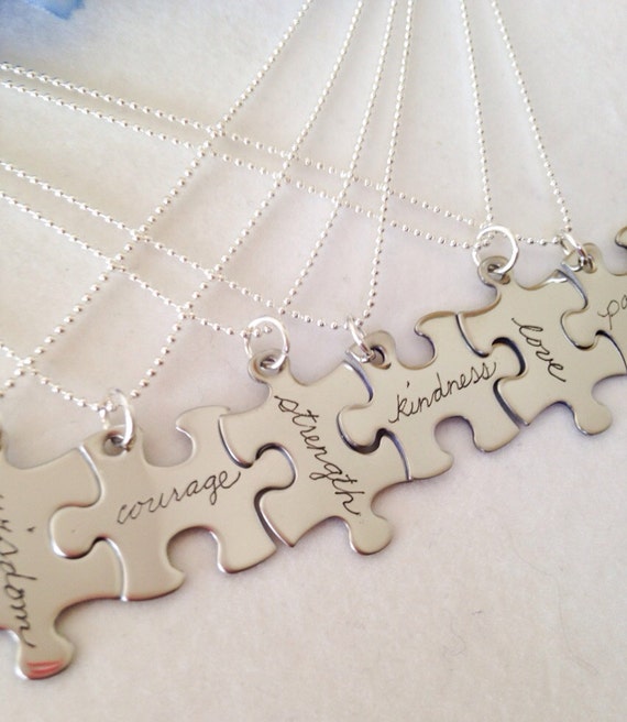 Personalized Puzzle Piece Necklaces ENGRAVED With Names