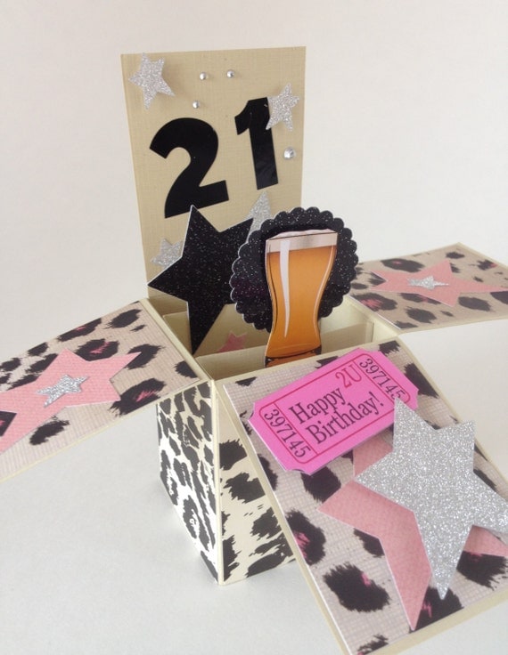 21st Birthday Card Pink And Cheetah Happy Birthday Pop Up