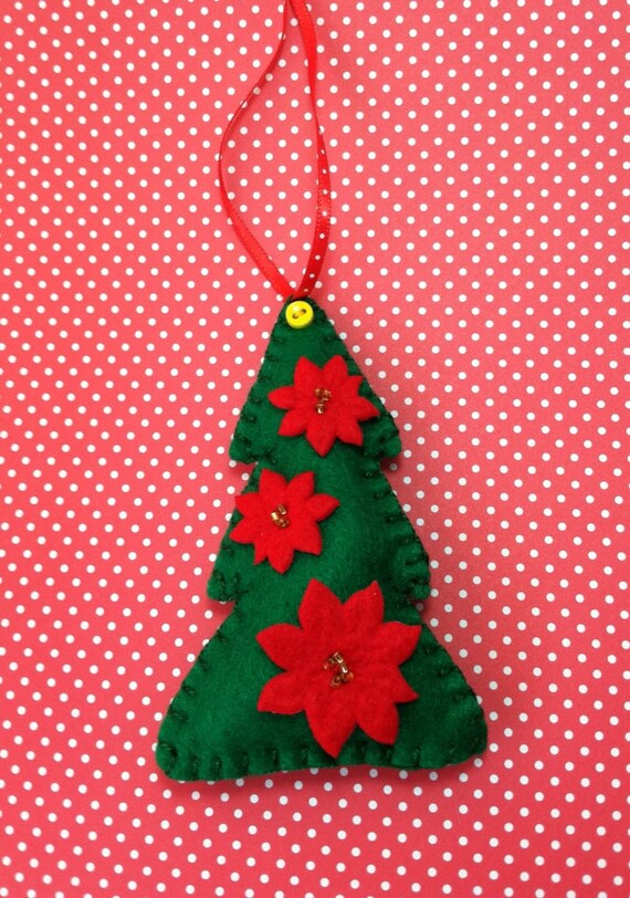 Poinsettia Christmas Tree Ornament by patsfabriccreations on Etsy