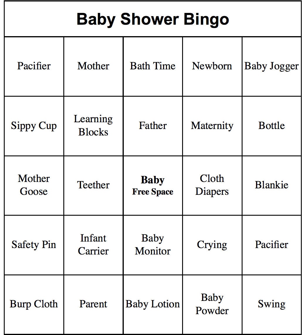Downloadable 50 Free Printable Baby Bingo Cards - Printable Templates