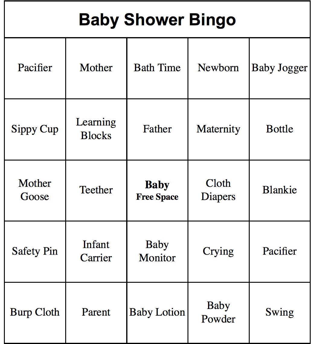 Downloadable 50 Free Printable Baby Bingo Cards Printable Templates